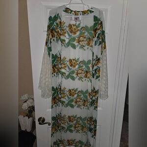 Crazy Train Green and Yellow Floral Long Sleeve Duster